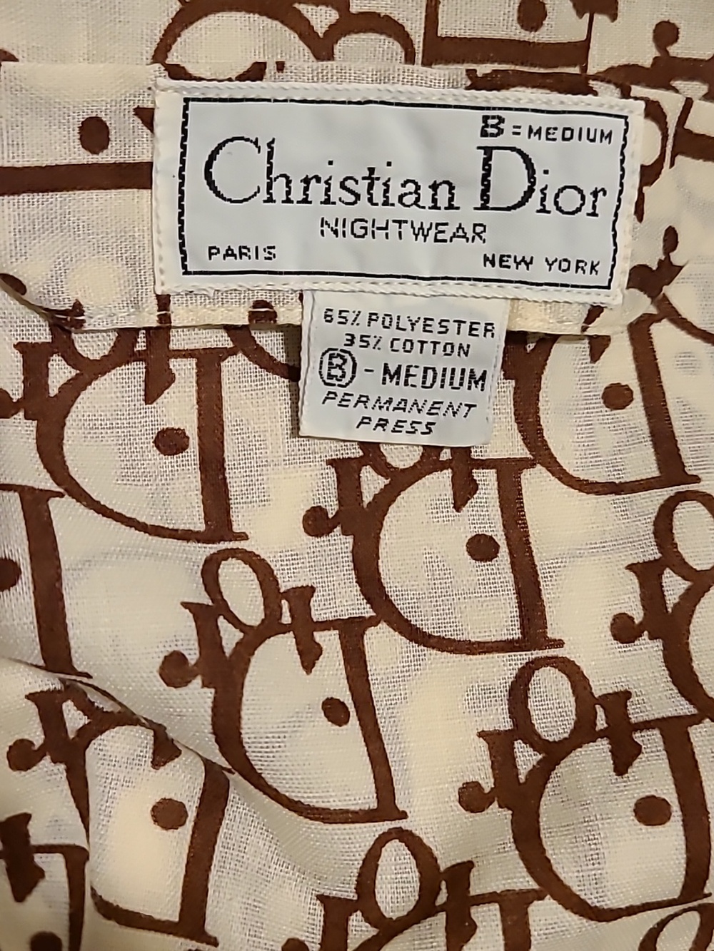Dior Vintage Pajama Nightwear Set, Dior Oblique Monogram Motif, Size Medium